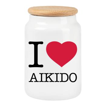 I LOVE AIKIDO - Cookie Jar with Wooden Lid - white - Front