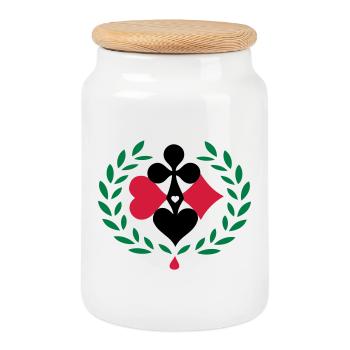Jeu de poker - Boîte à biscuits avec couvercle en bois - blanc - Devant