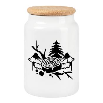 Tools for lumberjacks - Cookie Jar with Wooden Lid - white - Front