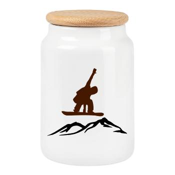 Surfeurs sur la montagne - Boîte à biscuits avec couvercle en bois - blanc - Devant