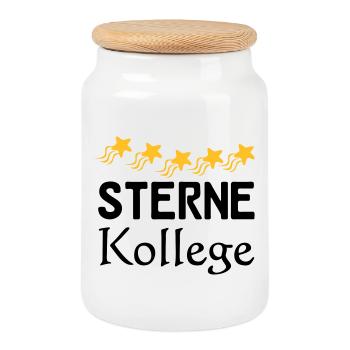 Sterne Kollege Geschenk - Keksdose mit Holzdeckel - Weiß - Vorne