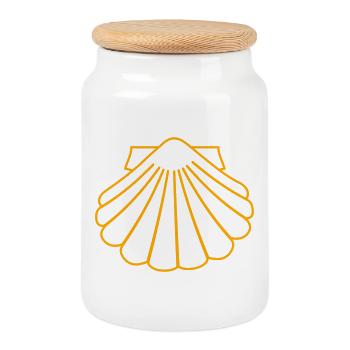 Scallops as a good luck symbol - Cookie Jar with Wooden Lid - white - Front