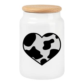 i love cow | ich liebe Kuh | Wildlove - Boîte à biscuits avec couvercle en bois - blanc - Devant