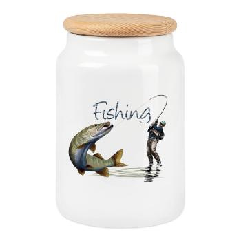 Fishing - Keksdose mit Holzdeckel - Weiß - Vorne