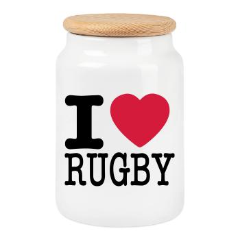 Ich liebe Rugby - Ich liebe Rugby - Keksdose mit Holzdeckel - Weiß - Vorne