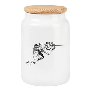 paintball - Cookie Jar with Wooden Lid - white - Front