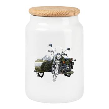 Ural - Boîte à biscuits avec couvercle en bois - blanc - Devant