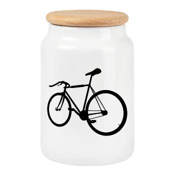 Vélo hipster - Boîte à biscuits avec couvercle en bois - blanc - Devant