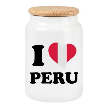 I love Peru - J'aime Pérou - Boîte à biscuits avec couvercle en bois - blanc - Devant