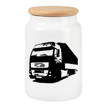 truck - Keksdose mit Holzdeckel - Weiß - Vorne