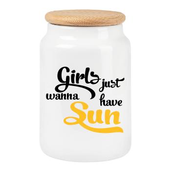 Soleil - Boîte à biscuits avec couvercle en bois - blanc - Devant