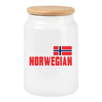 Keep Calm The Norwegian / Norway / Gift - Cookie Jar with Wooden Lid - white - Front