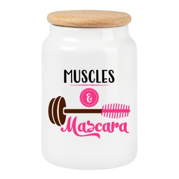 Fitness - Keksdose mit Holzdeckel - Weiß - Vorne