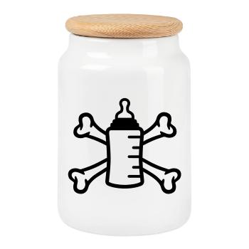 Babyflasche Pirat - Cookie Jar with Wooden Lid - white - Front