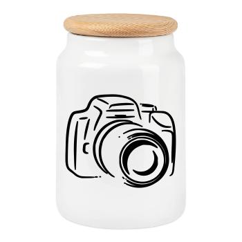 Photo reflex - Cookie Jar with Wooden Lid - white - Front