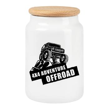 Offroad - Keksdose mit Holzdeckel - Weiß - Vorne