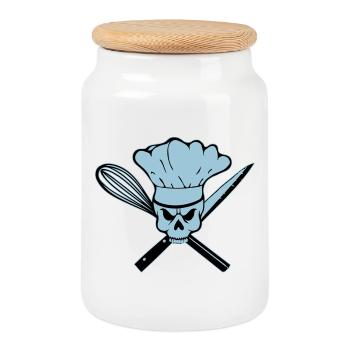 Cuire le crâne du pirate ou du rebelle - Boîte à biscuits avec couvercle en bois - blanc - Devant
