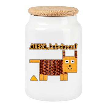 Alexa, prends ça! - Boîte à biscuits avec couvercle en bois - blanc - Devant