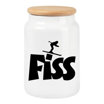 Fiss Ski für Skifahrer und Skifahrerinnen - Keksdose mit Holzdeckel - Weiß - Vorne