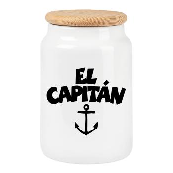 El Capitán ancre (FR) - Boîte à biscuits avec couvercle en bois - blanc - Devant
