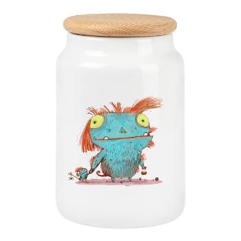 Le Monstre - Maman - T-shirt - Boîte à biscuits avec couvercle en bois - blanc - Devant