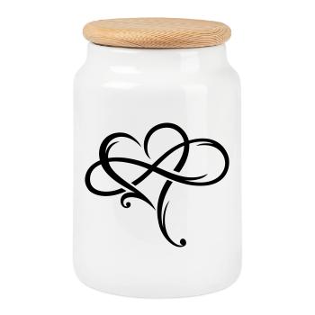 Infinity Sign Infinite Love Infinite Love Heart - Cookie Jar with Wooden Lid - white - Front