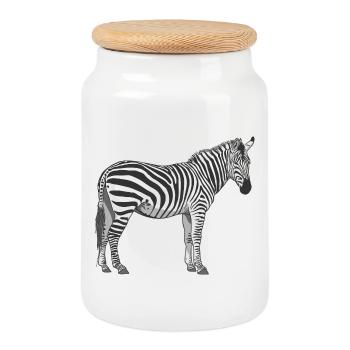 Zebra Streifen Kontrast Illustration - Keksdose mit Holzdeckel - Weiß - Vorne