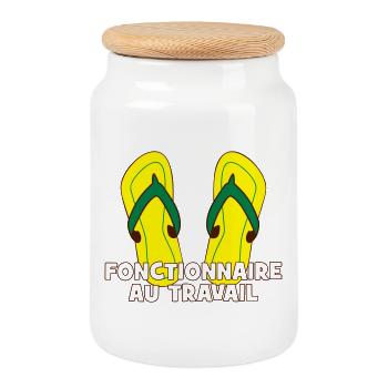 Fonctionnaire au travail ! - Boîte à biscuits avec couvercle en bois - blanc - Devant