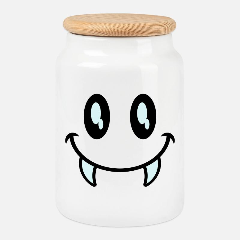 kleines monster smiley - Keksdose mit Holzdeckel - Weiß