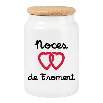 Noces de Froment - Boîte à biscuits avec couvercle en bois - blanc - Devant