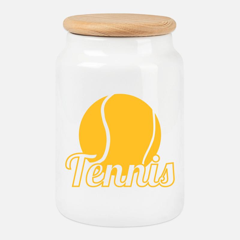 Tennis - Keksdose mit Holzdeckel - Weiß