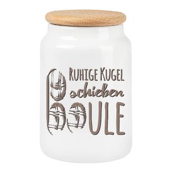 Boule spielen Ruhige Kugel schieben PETANQUE - Keksdose mit Holzdeckel - Weiß - Vorne