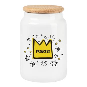 Princesse - Boîte à biscuits avec couvercle en bois - blanc - Devant
