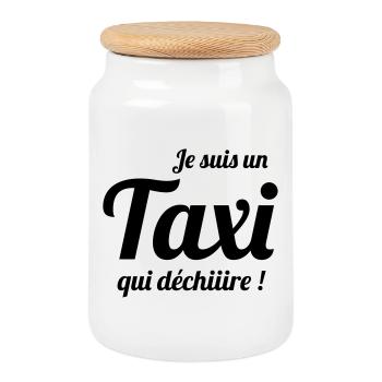 Je suis un Taxi qui déchiiiire ! - Boîte à biscuits avec couvercle en bois - blanc - Devant