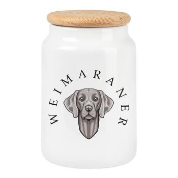 Weimaraner - Cookie Jar with Wooden Lid - white - Front