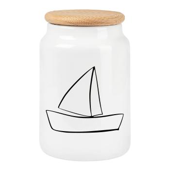 Boot - Keksdose mit Holzdeckel - Weiß - Vorne