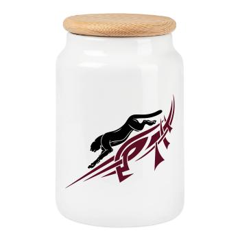 Panther, Tribal, Tattoo - Cookie Jar with Wooden Lid - white - Front