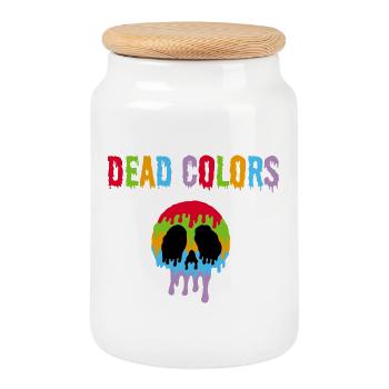 Tête de mort couleurs manga - Boîte à biscuits avec couvercle en bois - blanc - Devant