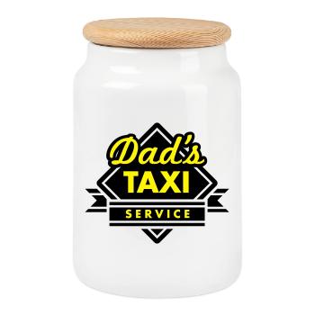 Dad's Taxi Service - Keksdose mit Holzdeckel - Weiß - Vorne
