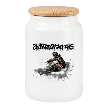 Snowboarding - Keksdose mit Holzdeckel - Weiß - Vorne