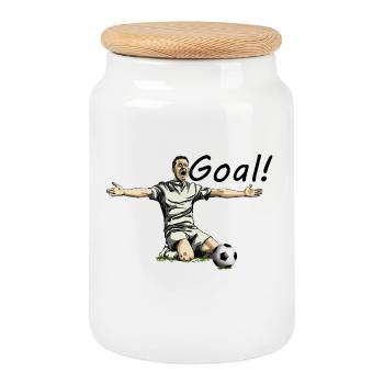 Goal - Boîte à biscuits avec couvercle en bois - blanc - Devant