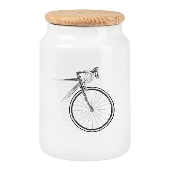 vélo de course - Boîte à biscuits avec couvercle en bois - blanc - Devant