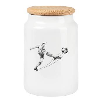 soccer player - Boîte à biscuits avec couvercle en bois - blanc - Devant