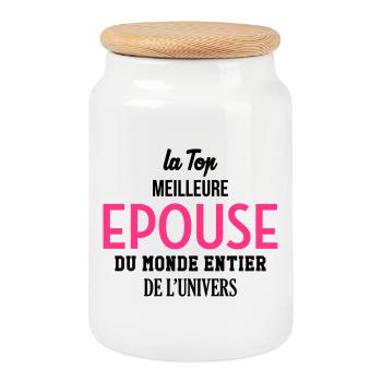Epouse Femme Couple Saint Valentin Amour Love - Boîte à biscuits avec couvercle en bois - blanc - Devant