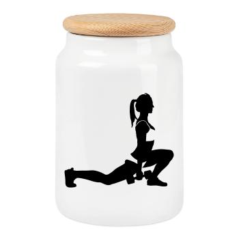 fitness - Boîte à biscuits avec couvercle en bois - blanc - Devant