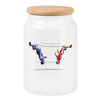 bodyflying - Cookie Jar with Wooden Lid - white - Front