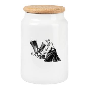aikido - Cookie Jar with Wooden Lid - white - Front