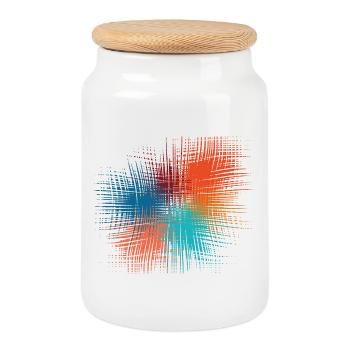 Explosion of colors - Cookie Jar with Wooden Lid - white - Front