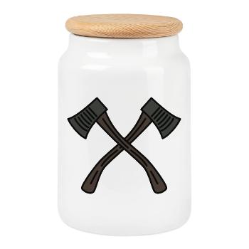 Axt - Keksdose mit Holzdeckel - Weiß - Vorne
