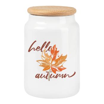 Maple leaf Mapleleaf Autumn Autumn - Cookie Jar with Wooden Lid - white - Front
